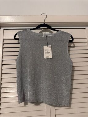 Sparkle Knit Sleeveless Top - Silver